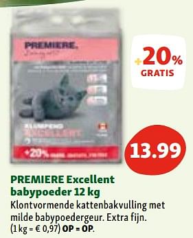 Promoties Premiere excellent babypoeder - Premiere - Geldig van 03/05/2023 tot 10/05/2023 bij Maxi Zoo