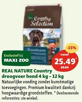 Promoties Real nature country droogvoer hond - Real Nature - Geldig van 03/05/2023 tot 10/05/2023 bij Maxi Zoo