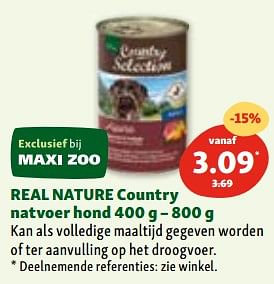Promoties Real nature country natvoer hond - Real Nature - Geldig van 03/05/2023 tot 10/05/2023 bij Maxi Zoo
