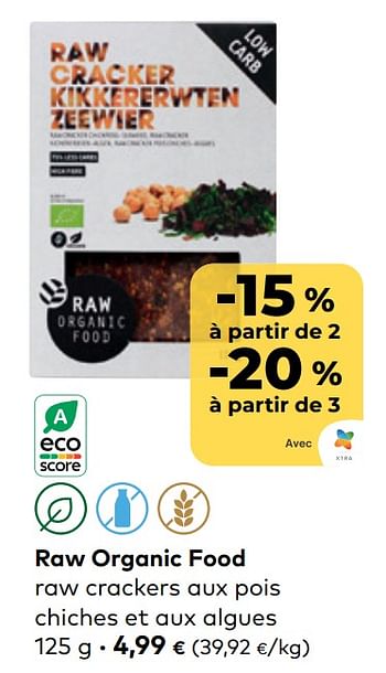 Promotions Raw organic food raw crackers aux pois chiches et aux algues - Raw Organic food - Valide de 26/04/2023 à 23/05/2023 chez Bioplanet