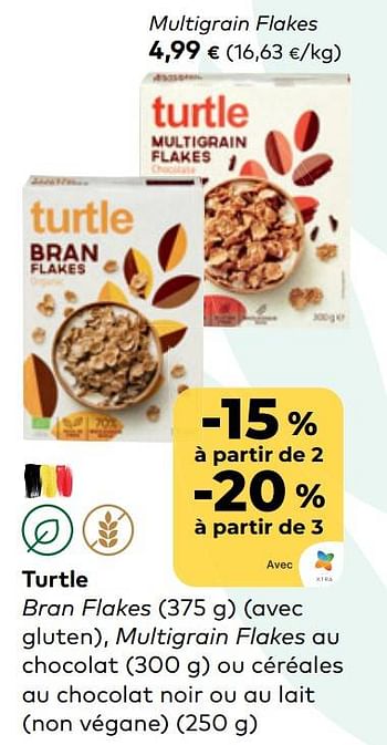 Promotions Turtle multigrain flakes - Turtle  - Valide de 26/04/2023 à 23/05/2023 chez Bioplanet