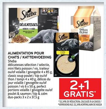 Promotions Alimentation pour chats sheba 2+1 gratis - Sheba - Valide de 03/05/2023 à 16/05/2023 chez Alvo