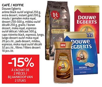 Promotions Café douwe egberts -15% à l’achat de 2 pièces - Douwe Egberts - Valide de 03/05/2023 à 16/05/2023 chez Alvo