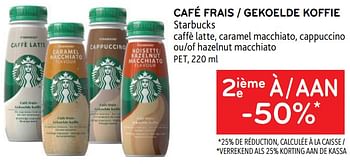 Promotions Café frais starbucks 2ième à -50% - Starbucks - Valide de 03/05/2023 à 16/05/2023 chez Alvo