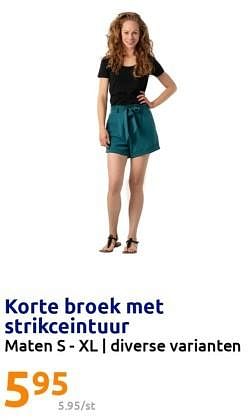 Promoties Korte broek met strikceintuur - Huismerk - Action - Geldig van 27/04/2023 tot 02/05/2023 bij Action