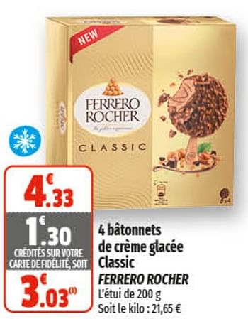 Promotions 4 bâtonnets de crème glacée classic ferrero rocher - Ferrero - Valide de 26/04/2023 à 07/05/2023 chez Coccinelle