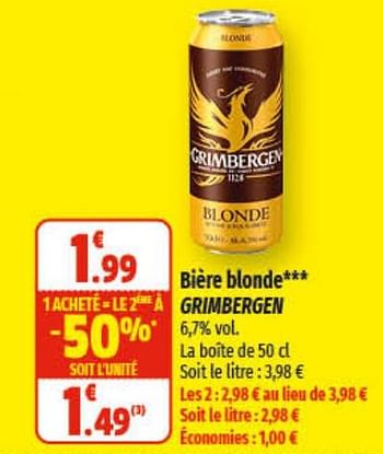 Promotions Bière blonde grimbergen - Grimbergen - Valide de 26/04/2023 à 07/05/2023 chez Coccinelle