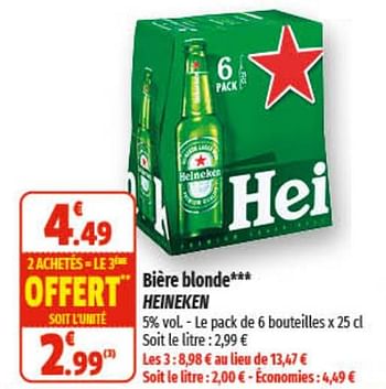 Promotions Bière blonde heineken - Heineken - Valide de 26/04/2023 à 07/05/2023 chez Coccinelle