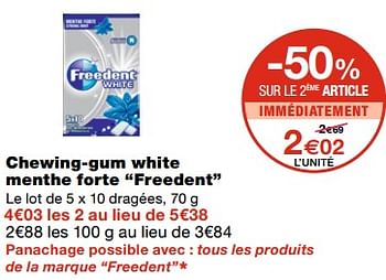 Freedent Chewing-gum white menthe forte freedent - En promotion