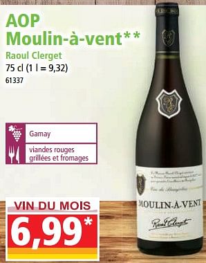 Promotions Aop moulin-à-vent raoul clerget - Vins rouges - Valide de 03/05/2023 à 09/05/2023 chez Norma