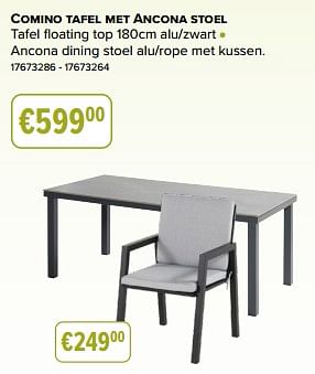 Promoties Comino tafel met ancona stoel - Huismerk - Europoint - Geldig van 29/04/2023 tot 06/05/2023 bij Europoint