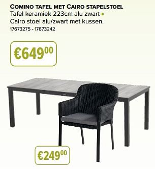 Promoties Comino tafel met cairo stapelstoel - Huismerk - Europoint - Geldig van 29/04/2023 tot 06/05/2023 bij Europoint