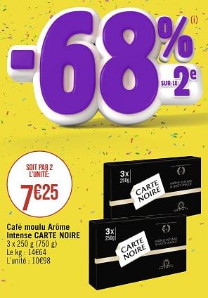 Promotions Café moulu arôme intense carte noire - CarteNoire - Valide de 02/05/2023 à 14/05/2023 chez Géant Casino