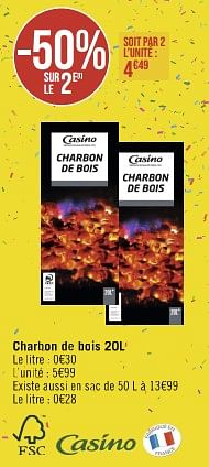 Promotions Charbon de bois - Produit Maison - Géant Casino - Valide de 02/05/2023 à 14/05/2023 chez Géant Casino