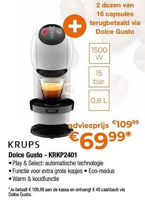 Promoties Krups dolce gusto - krkp2401 - Krups - Geldig van 28/04/2023 tot 31/05/2023 bij Expert