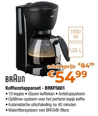 Promoties Braun koffiezetapparaat - brkf5601 - Braun - Geldig van 28/04/2023 tot 31/05/2023 bij Expert