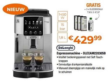 Promoties Delonghi espressomachine - dlecam22030sb - Delonghi - Geldig van 28/04/2023 tot 31/05/2023 bij Expert