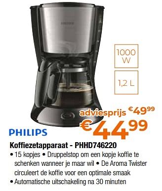 Promoties Philips koffiezetapparaat - phhd746220 - Philips - Geldig van 28/04/2023 tot 31/05/2023 bij Expert