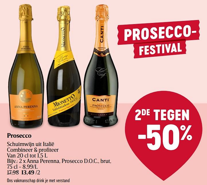 Schuimwijnen Anna perenna prosecco d.o.c. brut Promotie bij Delhaize