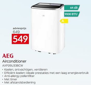 Promoties Aeg airconditioner axp26u338cw - AEG - Geldig van 28/04/2023 tot 31/05/2023 bij Selexion