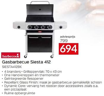 Promoties Barbecook gasbarbecue siesta 412 siesta412bk - Barbecook - Geldig van 28/04/2023 tot 31/05/2023 bij Selexion