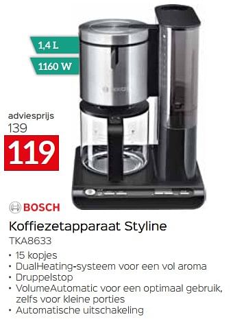 Promoties Bosch koffiezetapparaat styline tka8633 - Bosch - Geldig van 28/04/2023 tot 31/05/2023 bij Selexion
