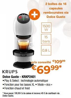 Promotions Krups dolce gusto - krkp2401 - Krups - Valide de 28/04/2023 à 31/05/2023 chez Expert