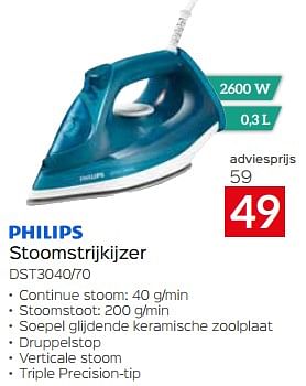 Promoties Philips stoomstrijkijzer dst3040-70 - Philips - Geldig van 28/04/2023 tot 31/05/2023 bij Selexion