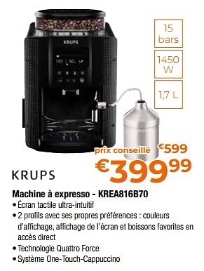 Promotions Krups machine à expresso - krea816b70 - Krups - Valide de 28/04/2023 à 31/05/2023 chez Expert