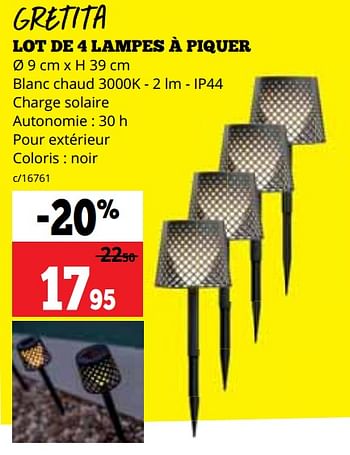 Promotions Gretita lot de 4 lampes à piquer - Produit maison - Dema - Valide de 01/05/2023 à 14/05/2023 chez Dema