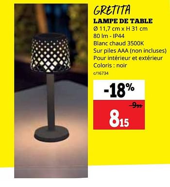 Promotions Gretita lampe de table - Produit maison - Dema - Valide de 01/05/2023 à 14/05/2023 chez Dema