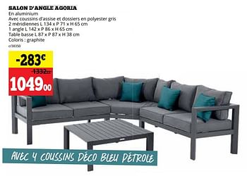 Promotions Salon d`angle agoria - Produit maison - Dema - Valide de 01/05/2023 à 14/05/2023 chez Dema