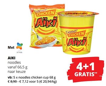 Promoties Aiki noodles chicken cup - Aiki - Geldig van 04/05/2023 tot 17/05/2023 bij Spar (Colruytgroup)