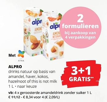 Promoties Alpro geroosterde amandeldrink zonder suiker - Alpro - Geldig van 04/05/2023 tot 17/05/2023 bij Spar (Colruytgroup)