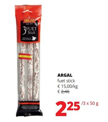 Promoties Argal fuet stick - Argal - Geldig van 04/05/2023 tot 17/05/2023 bij Spar (Colruytgroup)