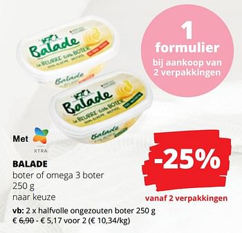 Promoties Balade halfvolle ongezouten boter - Balade - Geldig van 04/05/2023 tot 17/05/2023 bij Spar (Colruytgroup)