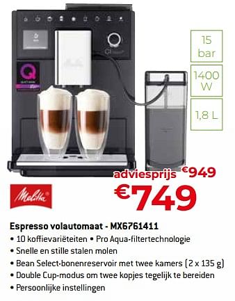 Promoties Melitta espresso volautomaat - mx6761411 - Melitta - Geldig van 28/04/2023 tot 31/05/2023 bij Exellent