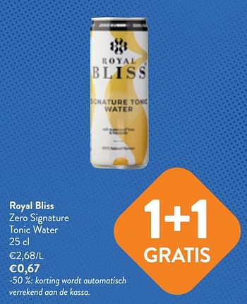 Promoties Royal bliss zero signature tonic water - Royal Bliss - Geldig van 03/05/2023 tot 16/05/2023 bij OKay