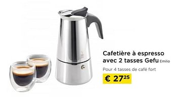 Promotions Cafetière à espresso avec 2 tasses gefu emilio - Gefu - Valide de 28/04/2023 à 17/05/2023 chez Molecule