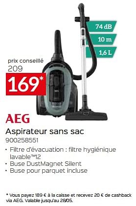 Promotions Aeg aspirateur sans sac 900258551 - AEG - Valide de 28/04/2023 à 31/05/2023 chez Selexion