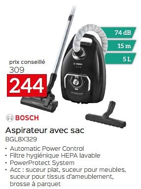 Promotions Bosch aspirateur avec sac bgl8x329 - Bosch - Valide de 28/04/2023 à 31/05/2023 chez Selexion