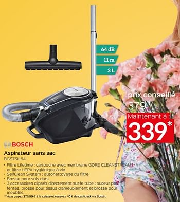 Promotions Bosch aspirateur sans sac bgs7sil64 - Bosch - Valide de 28/04/2023 à 31/05/2023 chez Selexion