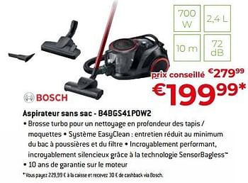 Promotions Bosch aspirateur sans sac - b4bgs41pow2 - Bosch - Valide de 28/04/2023 à 31/05/2023 chez Exellent