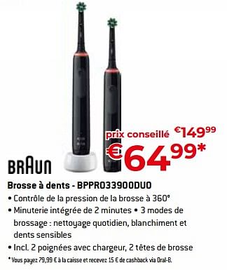 Promotions Braun brosse à dents - bppro33900duo - Braun - Valide de 28/04/2023 à 31/05/2023 chez Exellent