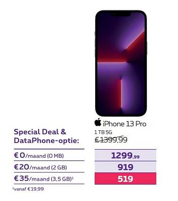Promotions Apple iphone 13 pro 1 tb 5g - Apple - Valide de 01/05/2023 à 31/07/2023 chez Proximus