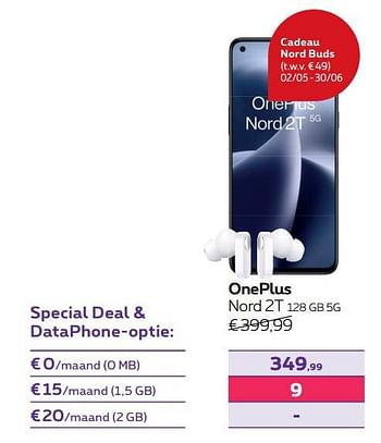 Promoties Oneplus nord 2t 128 gb 5g - OnePlus - Geldig van 01/05/2023 tot 31/07/2023 bij Proximus