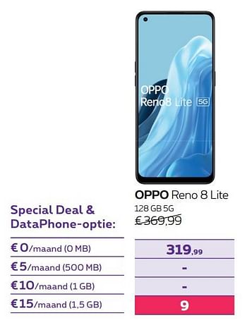 Promoties Oppo reno 8 lite 128 gb 5g - Oppo - Geldig van 01/05/2023 tot 31/07/2023 bij Proximus