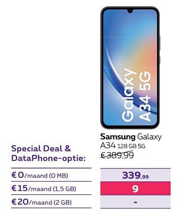 Promotions Samsung galaxy a34 128 gb 5g - Samsung - Valide de 01/05/2023 à 31/07/2023 chez Proximus