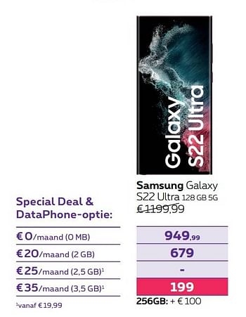 Promoties Samsung galaxy s22 ultra 128 gb 5g - Samsung - Geldig van 01/05/2023 tot 31/07/2023 bij Proximus