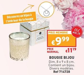 Promotions Bougie bijou - Produit maison - Trafic  - Valide de 03/05/2023 à 08/05/2023 chez Trafic